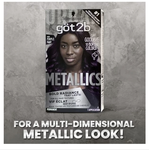 Got2b Metallics Permanent Hair Color, M64 Purple Night Charcoal - Picture 2 of 10
